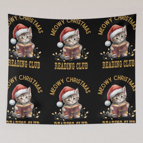 Item preview,   Meowy Christmas, Book Lover Christmas,   Cozy Christmas Reading Club, Cute Christmas Cat Book Lover designed and sold by KolorellaS.