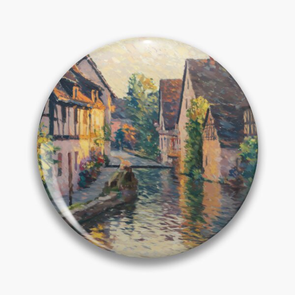 Item preview, Evening Reflections in Colmar | Pointillist French Village on the Canal designed and sold by CARRAANN.