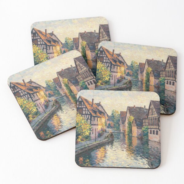 Item preview, Evening Reflections in Colmar | Pointillist French Village on the Canal designed and sold by CARRAANN.