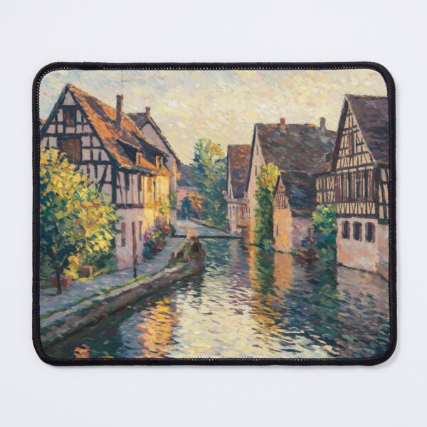 Item preview, Evening Reflections in Colmar | Pointillist French Village on the Canal designed and sold by CARRAANN.