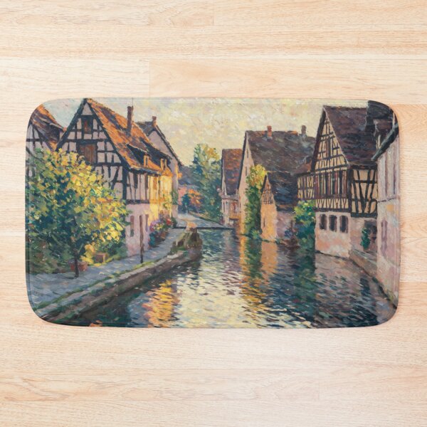 Item preview, Evening Reflections in Colmar | Pointillist French Village on the Canal designed and sold by CARRAANN.