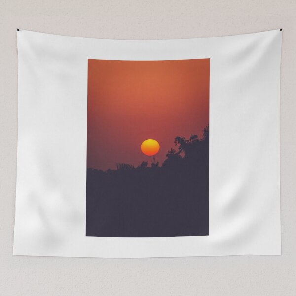 Item preview, Orange Evening Sunset Over A Silhouette Landscape Photographic Print designed and sold by Mother-Nature65.