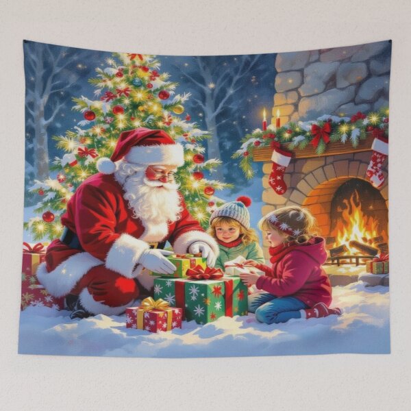 Item preview, Christmas Spirit – Santa, children's joy & snowy magic under the shining tree & warm fireplace designed and sold by FotoworldEdel.