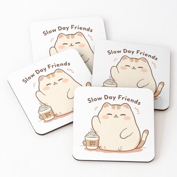 Item preview, Gentle Waving Café Cat – Cozy Pastel Mascot Art designed and sold by SlowDayFriends.