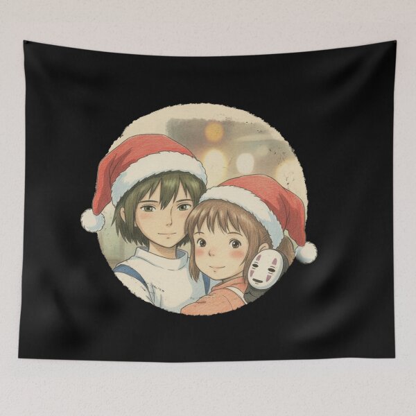 Item preview, HAKU CHIHIRO AND NO FACE WITH SANTA HATS designed and sold by LIS AND MELIVERSO.