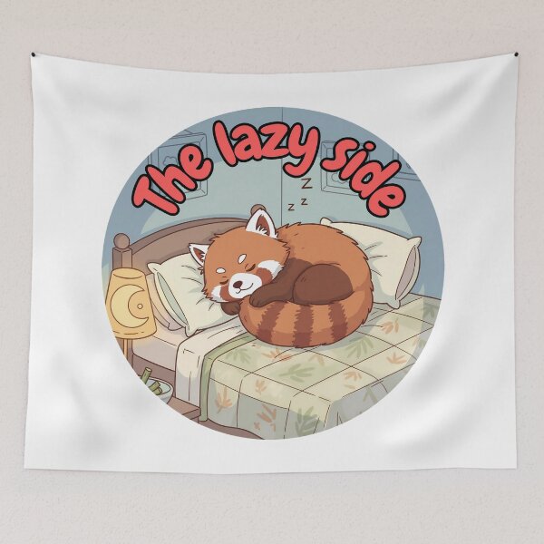 Item preview, The Lazy Side | Sleeping Red Panda art designed and sold by Pets & Memes & Stuff.