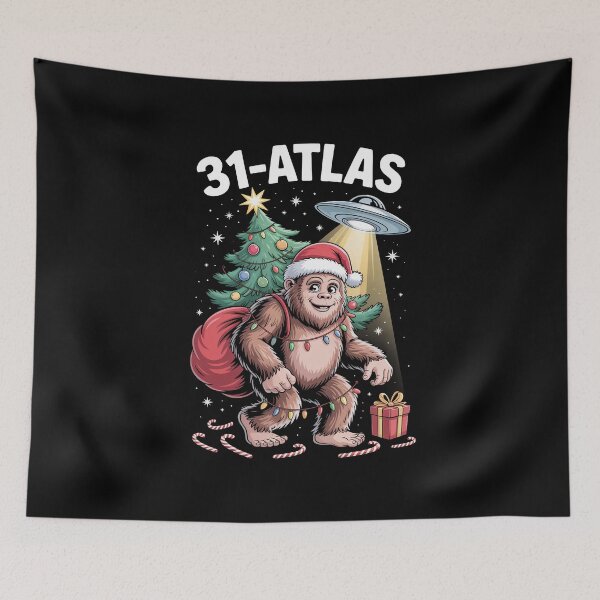 Item preview, Christmas Yeti T-Shirt, Bigfoot UFO Abduction, Holiday Sasquatch Gift, Xmas Tree Lights, Funny Alien T-Shirt, Festive Cryptid Tee designed and sold by SuperAndSocial.