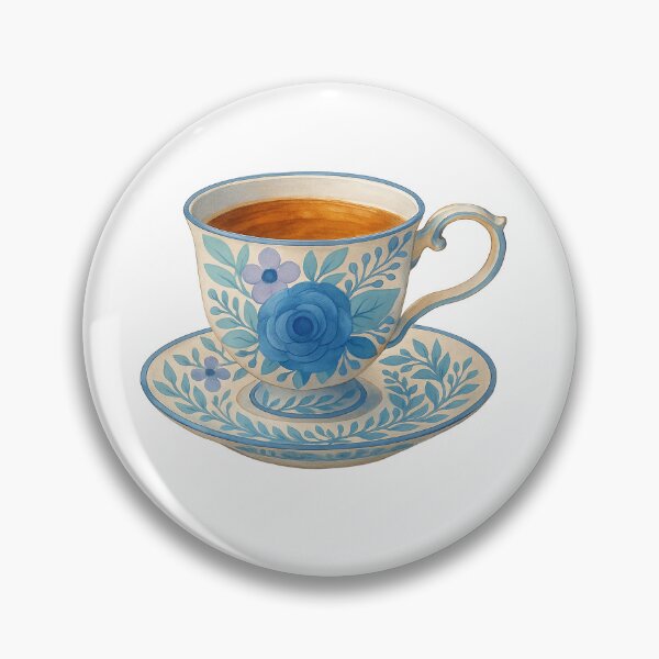 Item preview, Blue Floral Watercolor Teacup – Hand-Painted Flower Art on Vintage Cup designed and sold by Pacika.