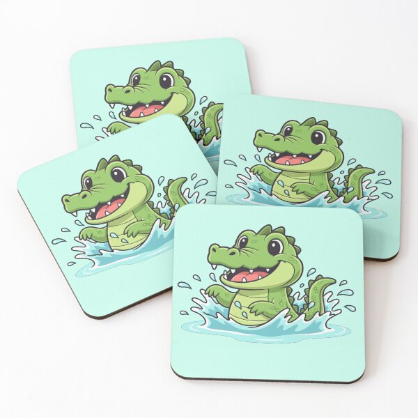 Item preview, Cute Splashing Baby Crocodile – Adorable Cartoon Gator Illustration designed and sold by Royalsticker.