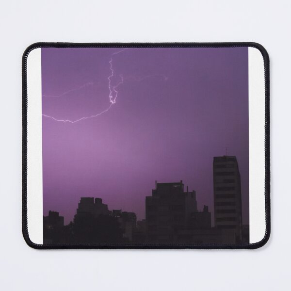 Item preview, Lightning Strike In Purple Sky Over Cityscape Photographic Print designed and sold by Mother-Nature65.