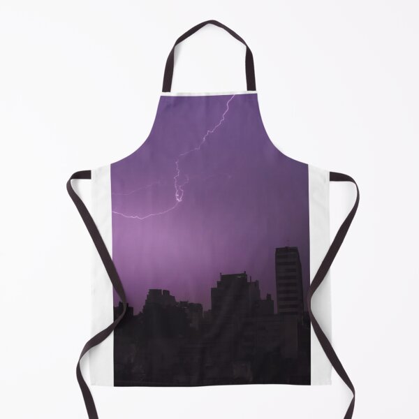 Item preview, Lightning Strike In Purple Sky Over Cityscape Photographic Print designed and sold by Mother-Nature65.