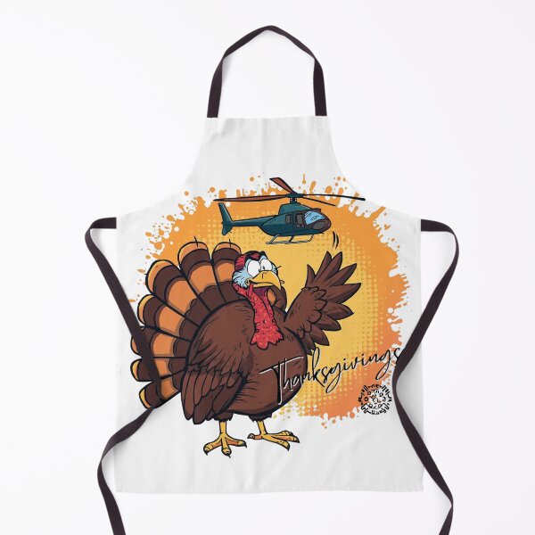 Item preview, Funny Turkey Panic with Helicopter – Thanksgiving Cartoon Design designed and sold by phiawdesign9.