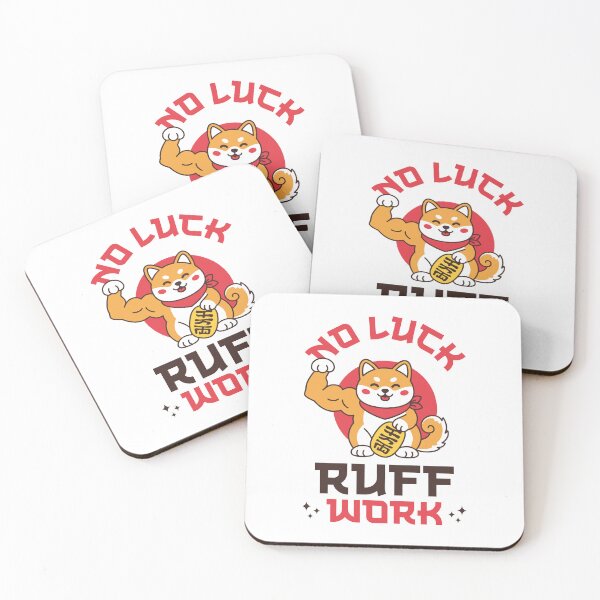 Item preview, No Luck Ruff Work - Flexing Shiba Inu Dog Biceps Fitness Japanese Gym Pun designed and sold by Brogress Project.