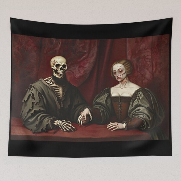 Item preview, Undead Tudor couple horror haunted house halloween art designed and sold by Vintage Designs +.