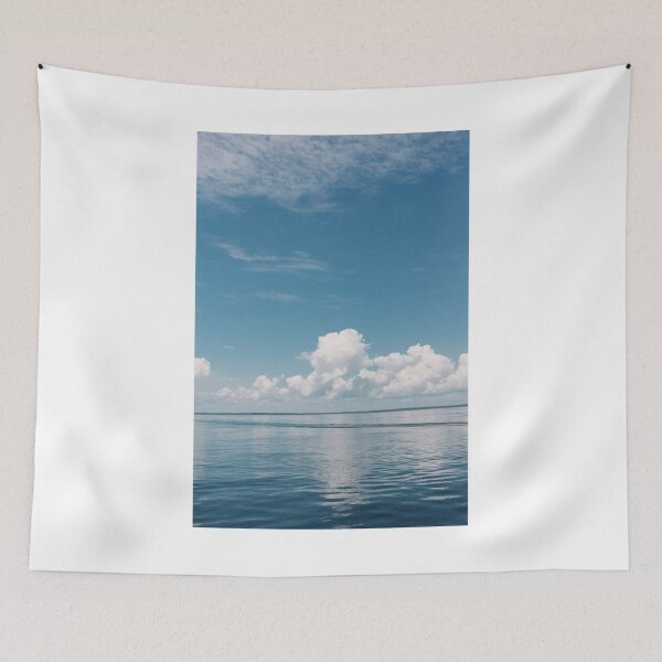 Item preview, White Clouds In Blue Sky Over Calm Waters Photographic Print designed and sold by Mother-Nature65.