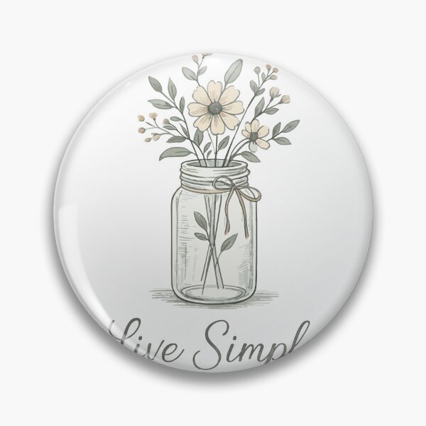 Item preview, Live Simply – Farmhouse Mason Jar & Wildflower Line Art in Muted Rustic Tones designed and sold by DaEeX.