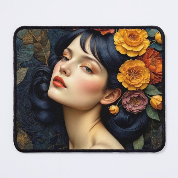 Item preview, Art Nouveau Floral Woman Portrait designed and sold by Beyond The Canvas.