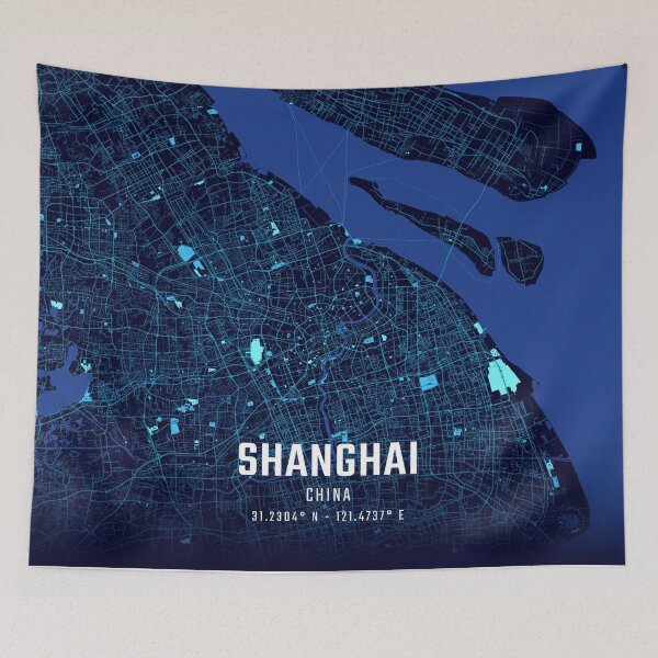 Item preview, Shanghai Midnight City Map designed and sold by HomeLivingCo.