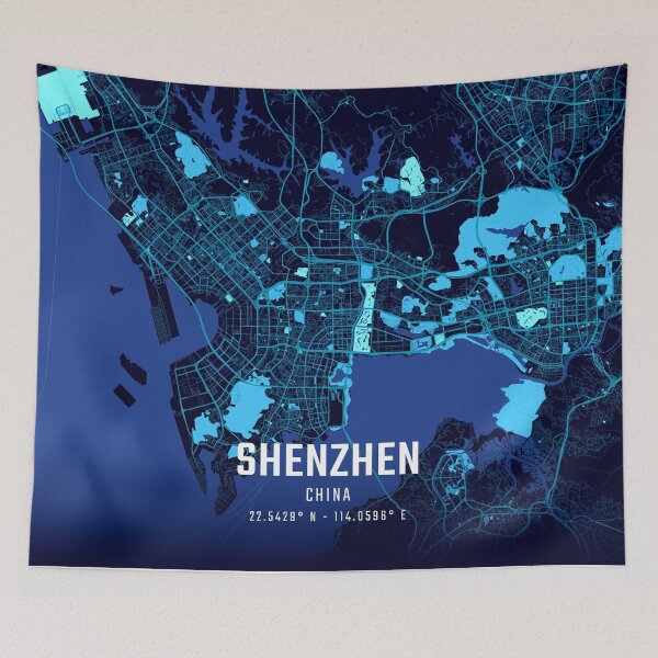 Item preview, Shenzhen Midnight City Map designed and sold by HomeLivingCo.