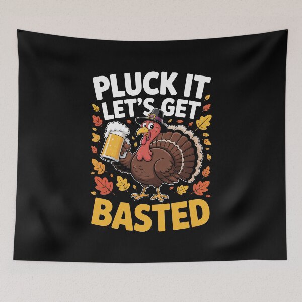 Item preview, Pluck It Lets Get Basted T-Shirt, Funny Thanksgiving Tee, Turkey Beer Shirt, Fall Leaves Graphic Tee, Thanksgiving Day Drinking T-Shirt designed and sold by SuperAndSocial.