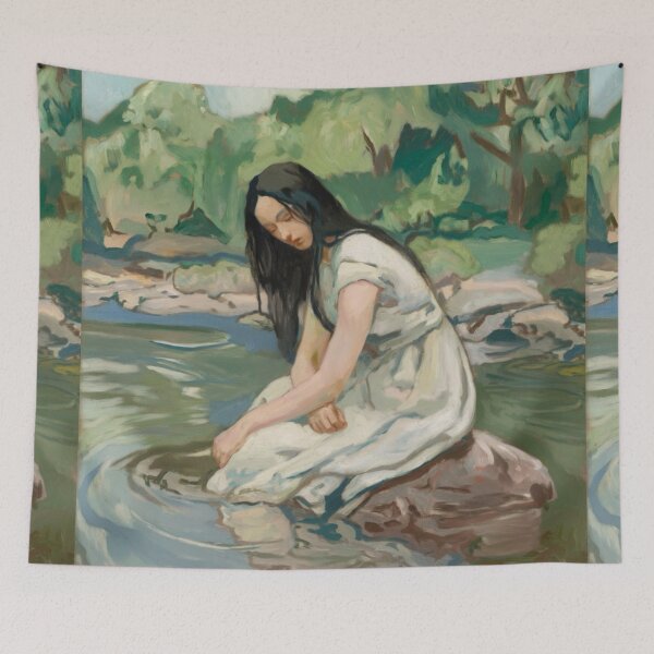 Item preview, Rêverie au Bord de l’Eau – French Romantic Painting designed and sold by CARRAANN.