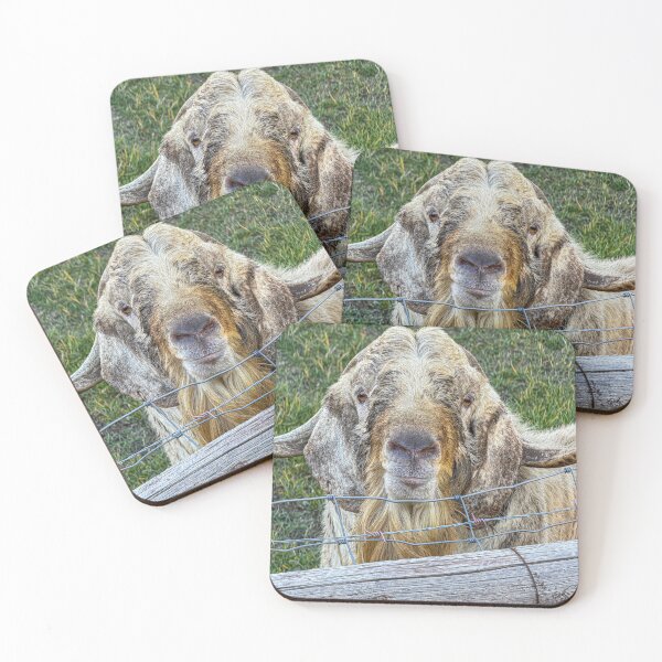 Item preview, Goat looks at you through fence closeup designed and sold by MYTOPSHELF.