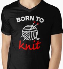 Born to knit with realy sweet graphic Men's V-Neck T-Shirt