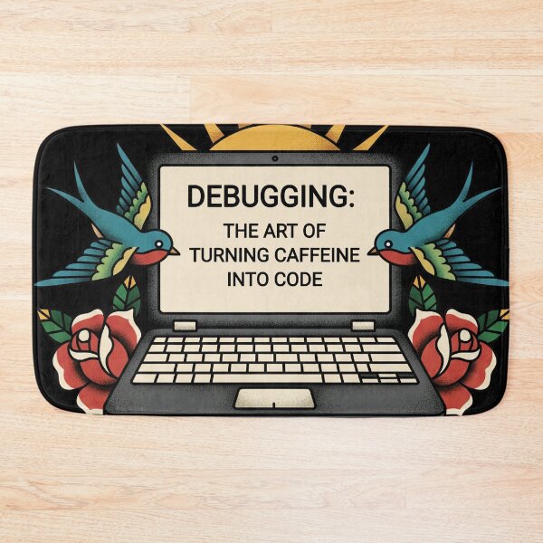 Item preview, Debugging: Caffeine into Code - Old School Tech Programmer Humor. designed and sold by jheinart.