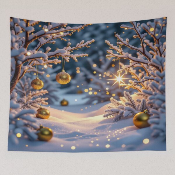Item preview, Golden Christmas Silence – snow-covered branches, delicate lights & festive magic in a quiet winter atmosphere designed and sold by FotoworldEdel.