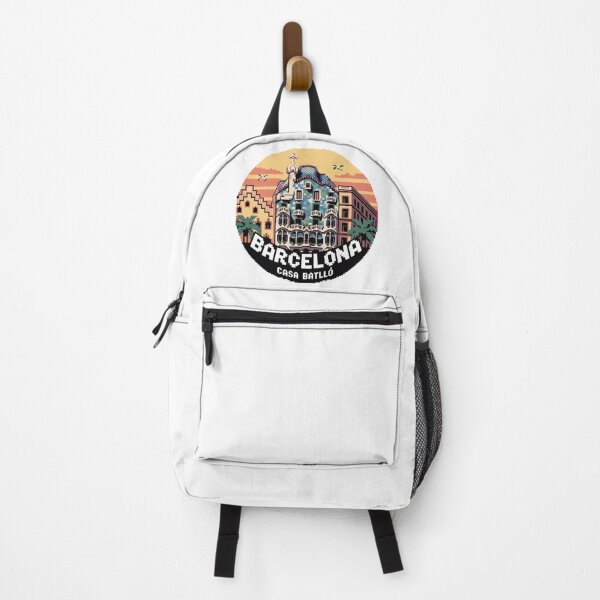 Item preview, Barcelona Casa Batlló Pixel Art Sunset - Retro Architecture Illustration designed and sold by CircinusStore.