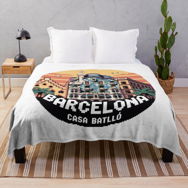 Item preview, Barcelona Casa Batlló Pixel Art Sunset - Retro Architecture Illustration designed and sold by CircinusStore.