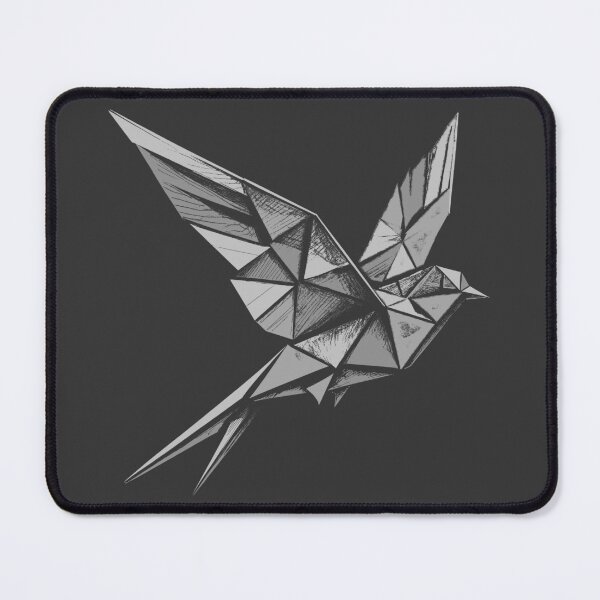 Item preview, Flying Swallow, Origami Geometric Shape Feathers, Grey Abstract Swift Bird For Dark Color Products designed and sold by PrimitiveTees.