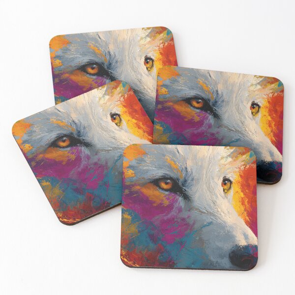 Item preview, Vivid Wolf Portrait with Piercing Eyes in Dynamic Abstract Style designed and sold by daila70.