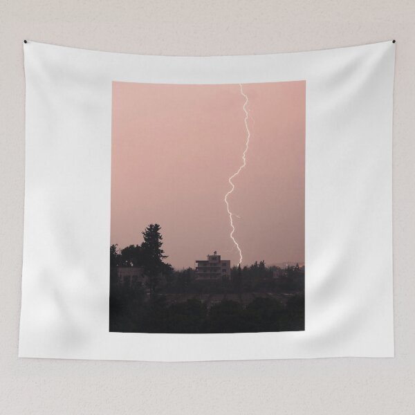 Item preview, Lightning Strike In Pink Sky Photographic Print designed and sold by Mother-Nature65.