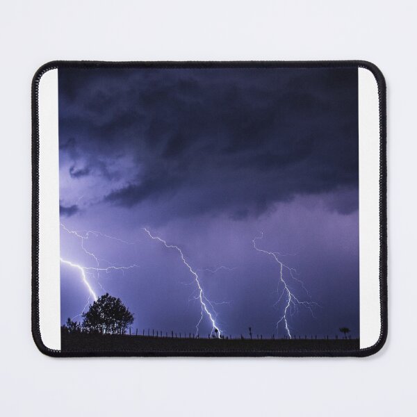 Item preview, Triple Lightning Strike In Blue Sky Photographic Print designed and sold by Mother-Nature65.