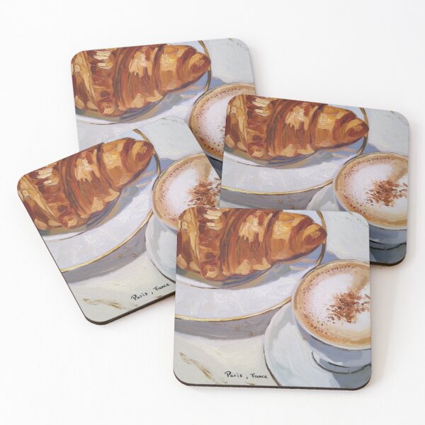 Item preview, Paris Morning | Croissant and Café au Lait Painting designed and sold by CARRAANN.