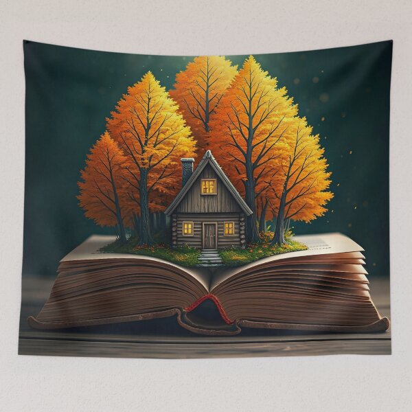 Item preview, Golden Escape: Tiny Cabin on Storybook Pages designed and sold by PawPrintedArt.
