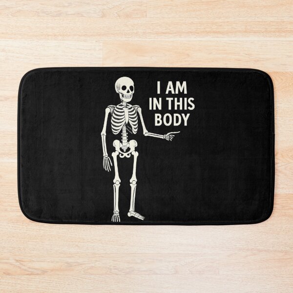 Item preview, Funny Skeleton Pointing Quote – “I Am in This Body” Minimalist Bones Illustration designed and sold by FUIRY .