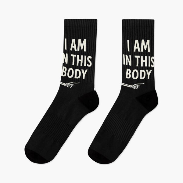 Item preview, Funny Skeleton Pointing Quote – “I Am in This Body” Minimalist Bones Illustration designed and sold by FUIRY .