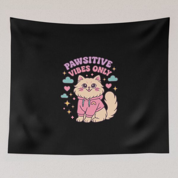 Item preview, Pawsitive Vibes Only Cat Quote Gift designed and sold by WhiskerlyGfx.