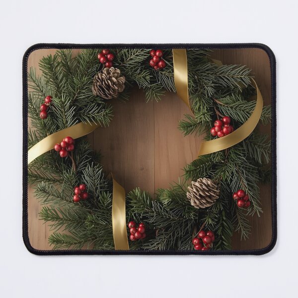 Item preview, Elegant Christmas Wreath – Pine, Red Berries & Gold Ribbon designed and sold by Valeree Store.