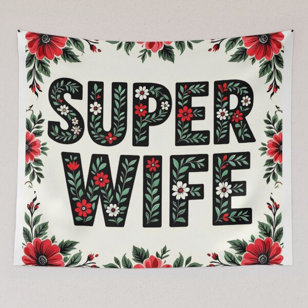 Item preview, super wife floral typography 1 colorful design designed and sold by SmashingDeals.