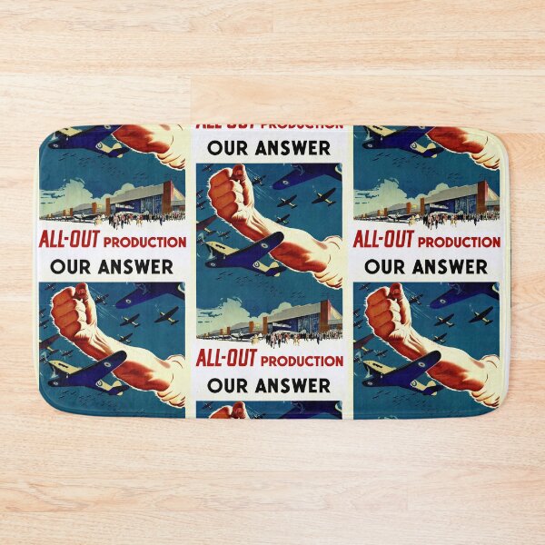 Item preview, WWII Propaganda Poster | Our Answer All-Out Production | Allied Forces Strength & Determination Art Print designed and sold by artofuniverse.