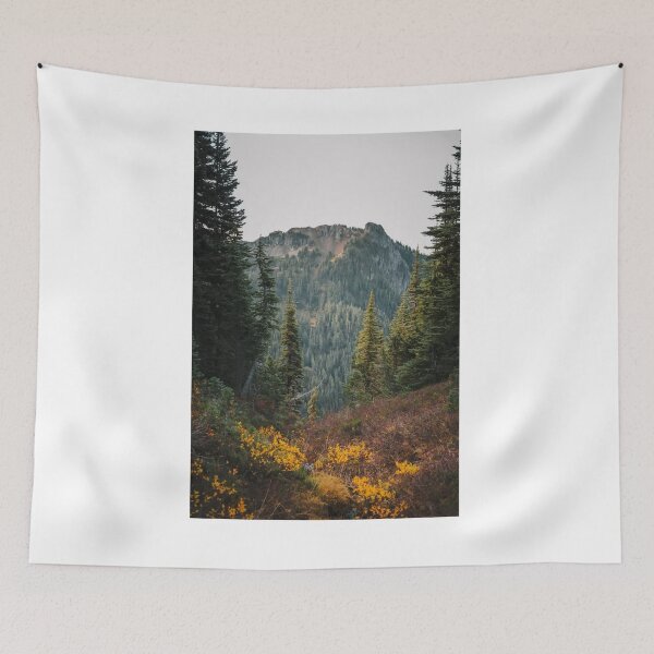 Item preview, Distant Mountain Through the Trees Grey Sky Photographic Print designed and sold by Mother-Nature65.