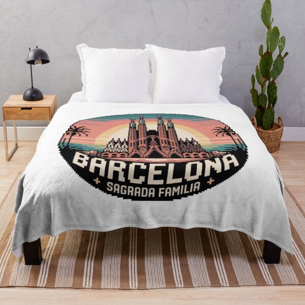 Item preview, Barcelona Sagrada Familia Pixel Art – Sunset City Landmark Illustration designed and sold by CircinusStore.