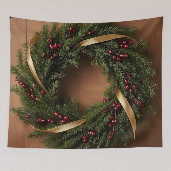 Item preview, Rustic Holiday Wreath – Classic Christmas Decor Illustration designed and sold by Valeree Store.