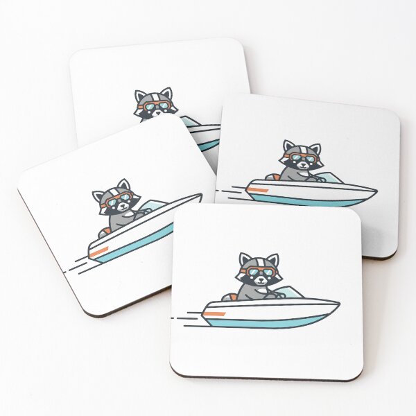 Item preview, Speedboat Raccoon Adventure – Cartoon Animal Fun designed and sold by Dogandesighn.