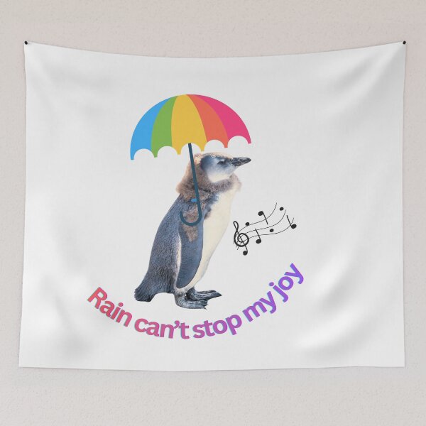Item preview, Rain can't stop my joy – Cute penguin with umbrella | Cheerful animal design designed and sold by Katja LebenFreude.