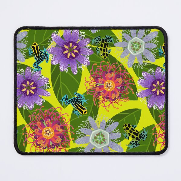 Item preview, Pretty Poisons: Passionflowers and Poison Dart Frogs on Acid Yellow designed and sold by Brittany Lane Allen.