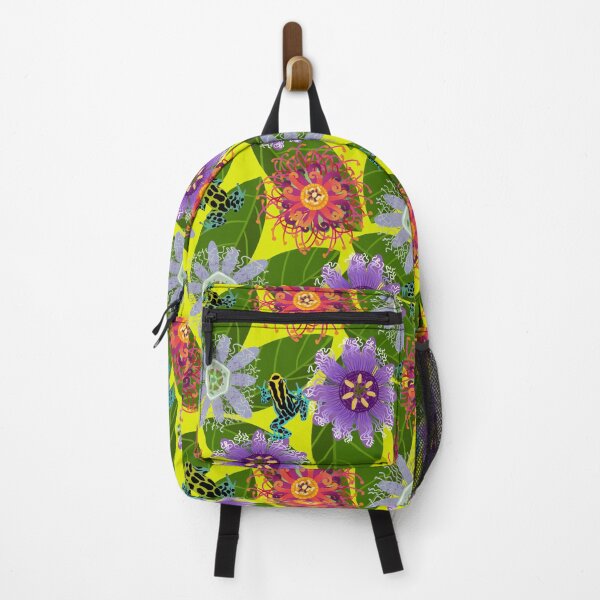 Item preview, Pretty Poisons: Passionflowers and Poison Dart Frogs on Acid Yellow designed and sold by Brittany Lane Allen.